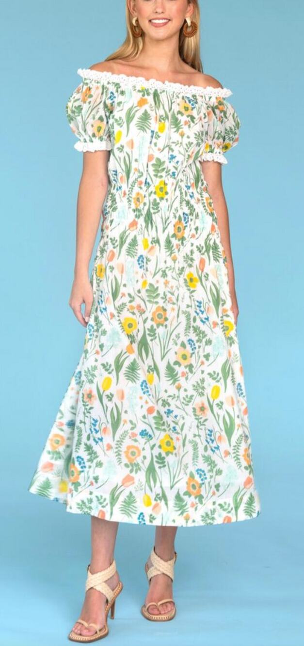 Olivia James The Label Tuckernuck Josie Off The Shoulder Floral Midi Dress